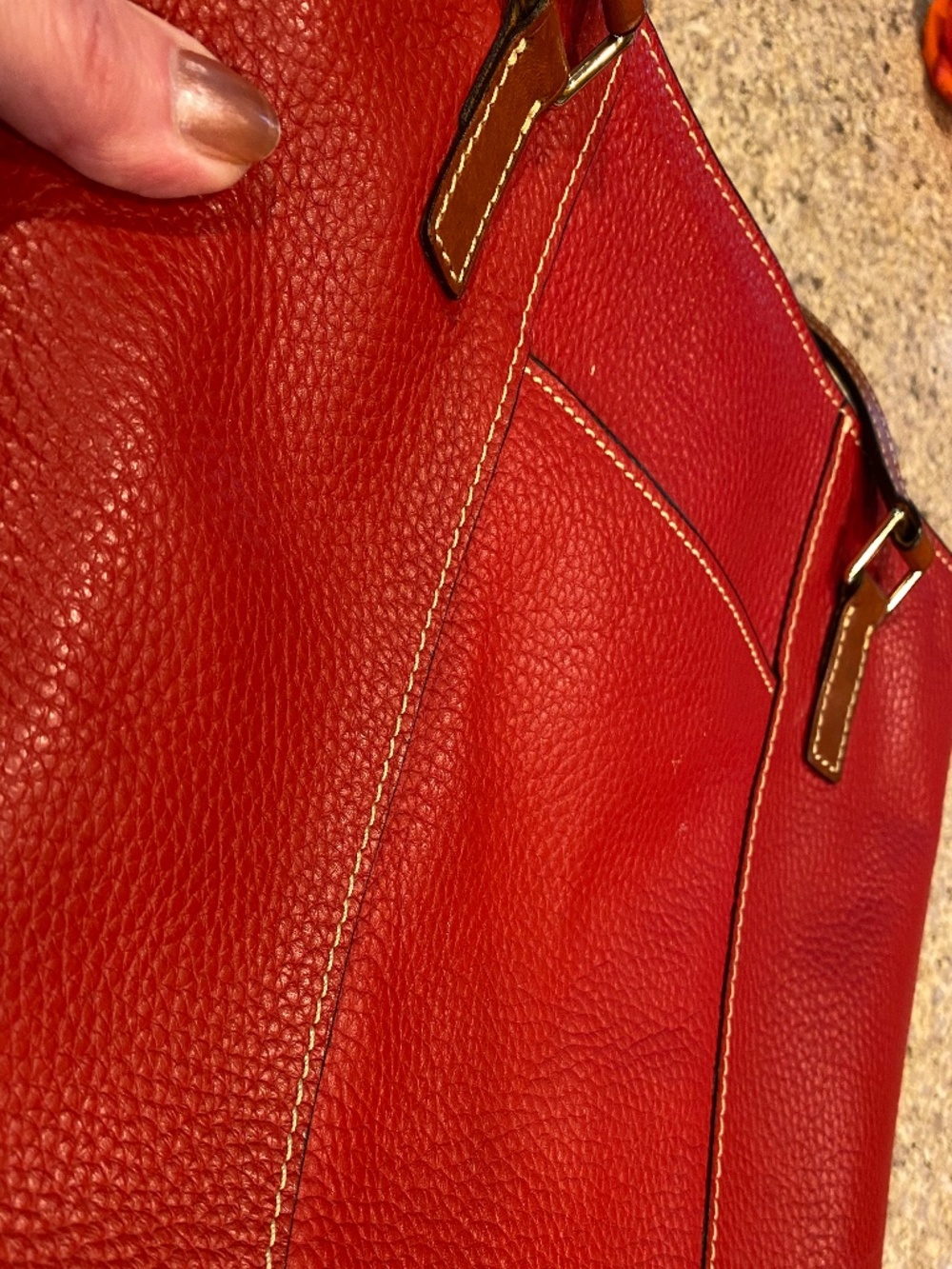 DOONEY & BOURKE Red Pebble Leather Small Lexington Tote Bag GUC - Picture 14 of 17